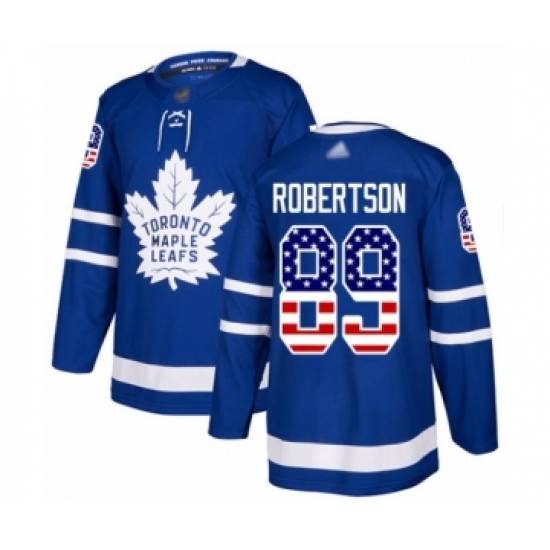 Men's Toronto Maple Leafs #89 Nicholas Robertson Authentic Royal Blue USA Flag Fashion Hockey Jersey - Ujersey