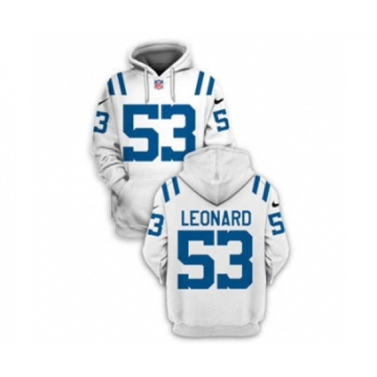 Men's Indianapolis Colts #53 Darius Leonard 2021 White Pullover Football Hoodie - Ujersey