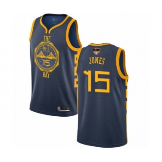 Women's Golden State Warriors #15 Damian Jones Swingman Navy Blue Basketball 2019 Basketball Finals Bound Jersey - City Edition - Ujersey