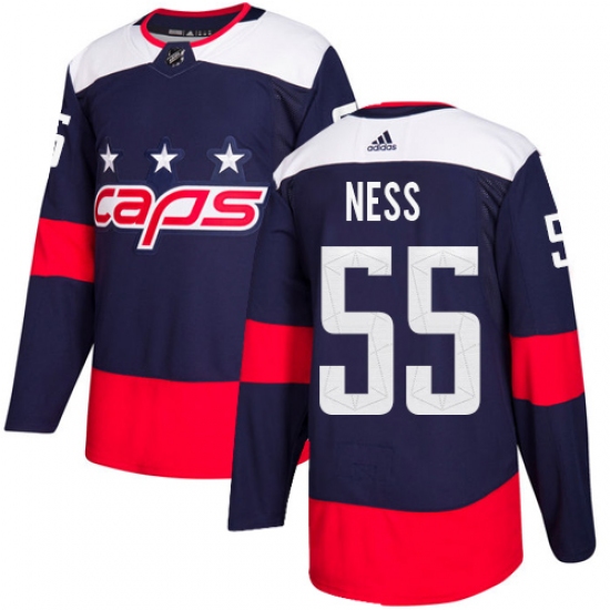 Youth Adidas Washington Capitals #55 Aaron Ness Authentic Navy Blue 2018 Stadium Series NHL Jersey - Ujersey