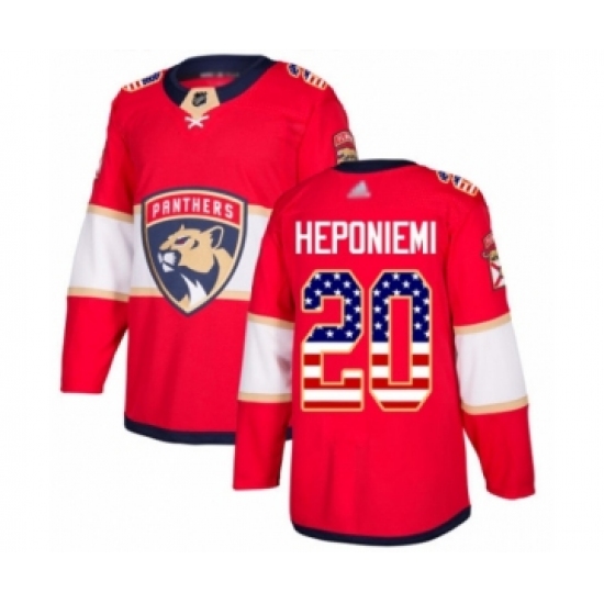 Youth Florida Panthers #20 Aleksi Heponiemi Authentic Red USA Flag Fashion Hockey Jersey - Ujersey
