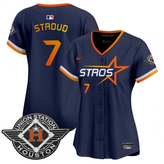 Women's Houston Astros #7 C.J. Stroud Navy 2025 City Connect Limited Stitched Baseball Jersey(Run Small) - Ujersey