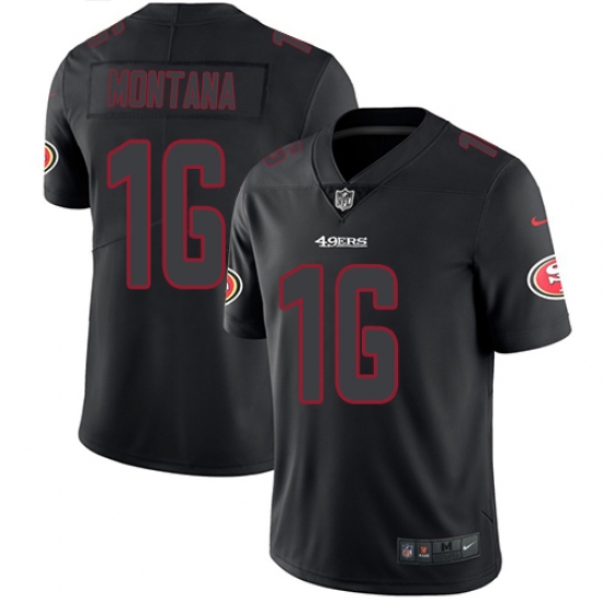 Men's Nike San Francisco 49ers #16 Joe Montana Limited Black Rush Impact NFL Jersey - Ujersey