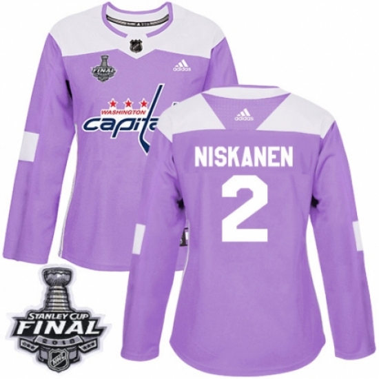 Women's Adidas Washington Capitals #2 Matt Niskanen Authentic Purple Fights Cancer Practice 2018 Stanley Cup Final NHL Jersey - Ujersey
