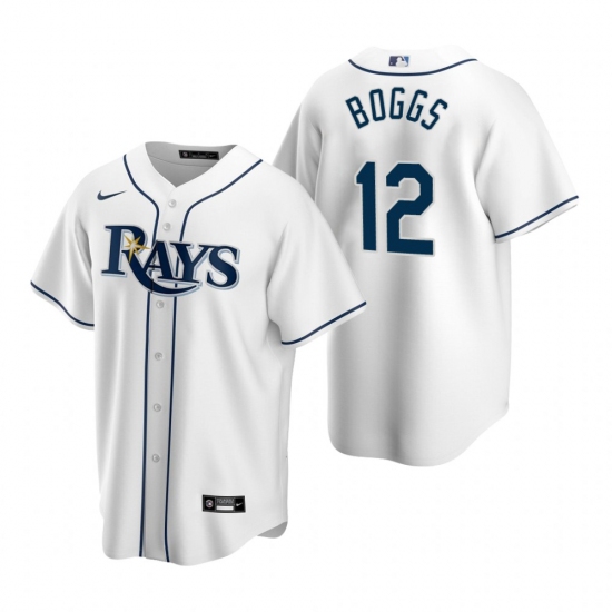 Men's Nike Tampa Bay Rays #12 Wade Boggs White Home Stitched Baseball Jersey - Ujersey