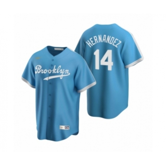 Men's Los Angeles Dodgers #14 Enrique Hernandez Nike Light Blue Cooperstown Collection Alternate Jersey
