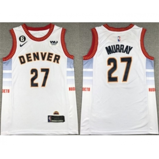 Men's Denver Nuggets #27 Jamal Murray Silver 2022-23 City Edition With NO.6 Stitched Jersey - Ujersey