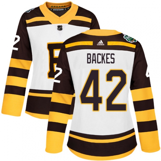 Women's Adidas Boston Bruins #42 David Backes Authentic White 2019 Winter Classic NHL Jersey - Ujersey