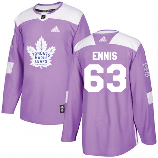 Men's Adidas Toronto Maple Leafs #63 Tyler Ennis Authentic Purple Fights Cancer Practice NHL Jersey - Ujersey