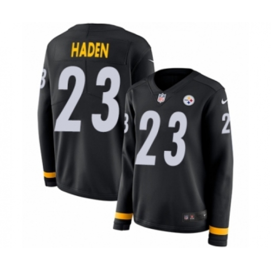 Women's Nike Pittsburgh Steelers #23 Joe Haden Limited Black Therma Long Sleeve NFL Jersey - Ujersey
