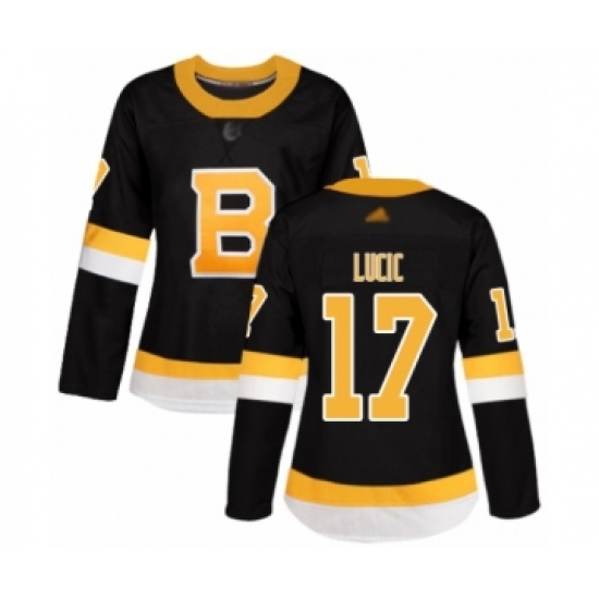 Women's Boston Bruins #17 Milan Lucic Authentic Black Alternate Hockey Jersey