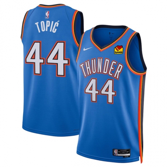 Men's Oklahoma City Thunder #44 Nikola Topic Blue 2024 Draft Icon Edition Stitched Basketball Jersey - Ujersey