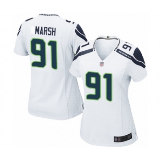 Women's Seattle Seahawks #91 Cassius Marsh Game White Football Jersey - Ujersey