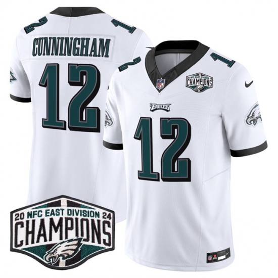 Men's Philadelphia Eagles #12 Randall Cunningham White 2024 NFC East Champions F.U.S.E. Vapor Untouchable Limited Stitched Football Jersey - Ujersey