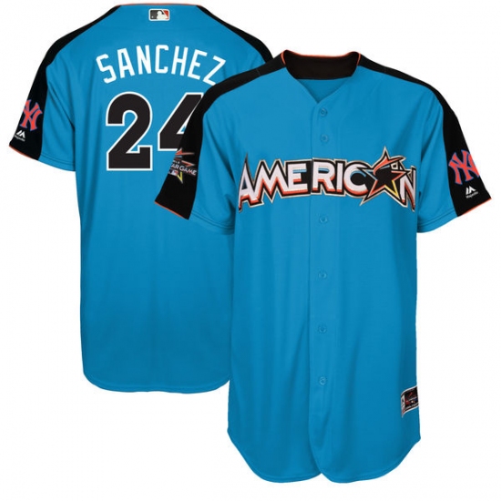 Men's Majestic New York Yankees #24 Gary Sanchez Authentic Blue American League 2017 MLB All-Star MLB Jersey - Ujersey