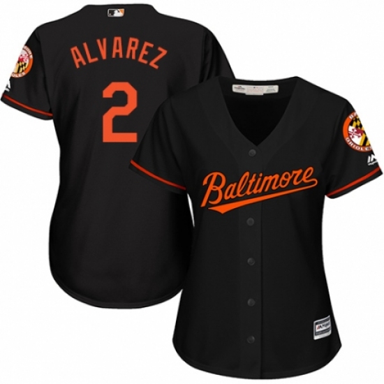Women's Majestic Baltimore Orioles #2 Pedro Alvarez Authentic Black Alternate Cool Base MLB Jersey - Ujersey