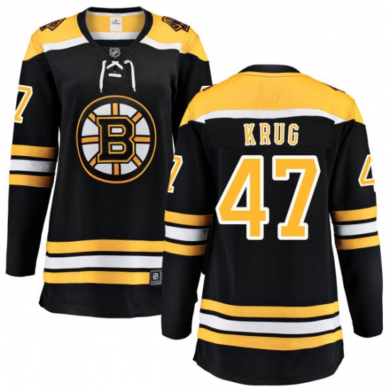 Women's Boston Bruins #47 Torey Krug Authentic Black Home Fanatics Branded Breakaway NHL Jersey - Ujersey