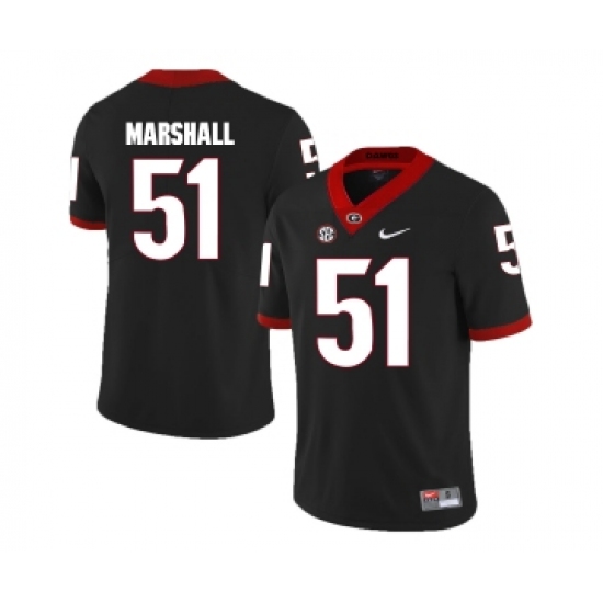 Georgia Bulldogs 51 David Marshall Black College Football Jersey - Ujersey