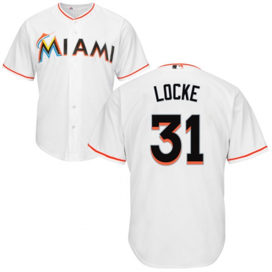 Men's Majestic Miami Marlins #31 Jeff Locke Replica White Home Cool Base MLB Jersey - Ujersey