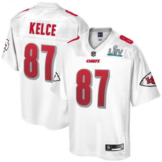 Men's Kansas City Chiefs #87 Travis Kelce NFL Pro Line White Super Bowl LIV Champions Jersey - Ujersey