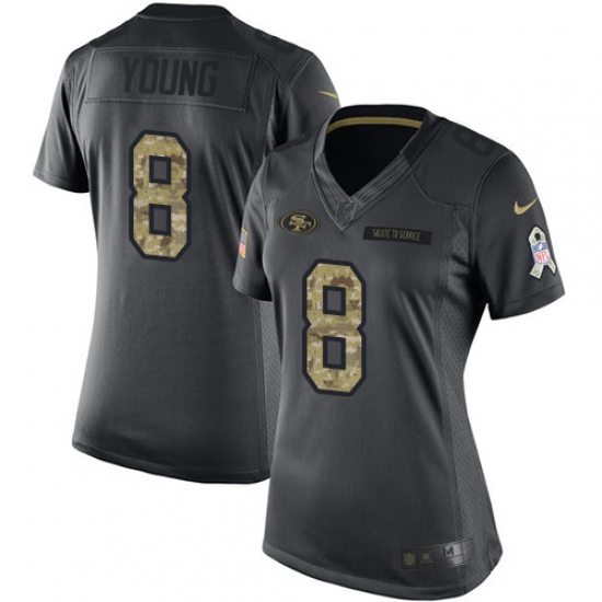 Women's Nike San Francisco 49ers #8 Steve Young Limited Black 2016 Salute to Service NFL Jersey - Ujersey
