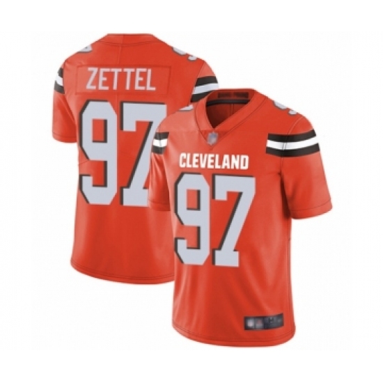 Youth Cleveland Browns #97 Anthony Zettel Orange Alternate Vapor Untouchable Limited Player Football Jersey - Ujersey
