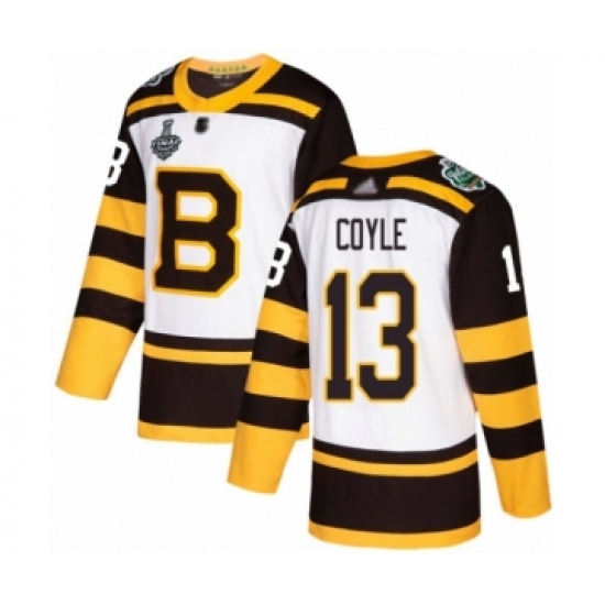 Youth Boston Bruins #13 Charlie Coyle Authentic White Winter Classic 2019 Stanley Cup Final Bound Hockey Jersey - Ujersey