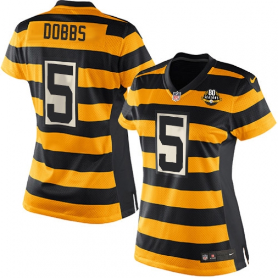 Women's Nike Pittsburgh Steelers #5 Joshua Dobbs Limited Yellow/Black Alternate 80TH Anniversary Throwback NFL Jersey - Ujersey