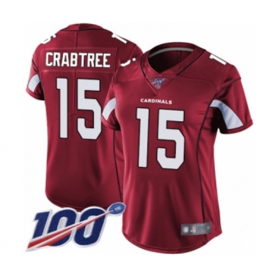 Women's Arizona Cardinals #15 Michael Crabtree Red Team Color Vapor Untouchable Limited Player 100th Season Football Jersey - Ujersey