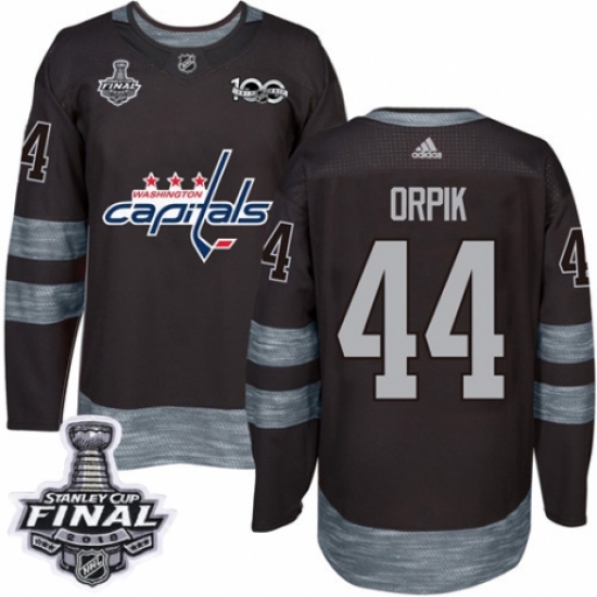 Men's Adidas Washington Capitals #44 Brooks Orpik Authentic Black 1917-2017 100th Anniversary 2018 Stanley Cup Final NHL Jersey - Ujersey