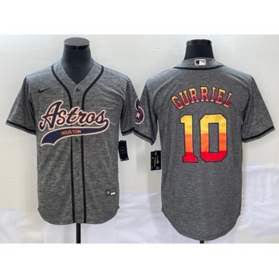 Men's Houston Astros #10 Yuli Gurriel Grey Gridiron Cool Base Stitched Baseball Jersey - Ujersey