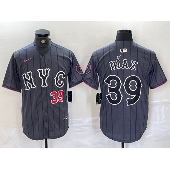 Men's New York Mets #39 Edwin Diaz Gray 2024 City Connect Cool Base Jerseys - Ujersey
