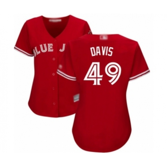 Women's Toronto Blue Jays #49 Jonathan Davis Authentic Scarlet Alternate Baseball Player Jersey - Ujersey
