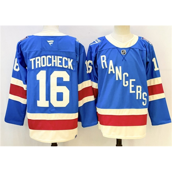 Men's New York Rangers #16 Vincent Trocheck Blue 2025 Stitched Hockey Jersey - Ujersey