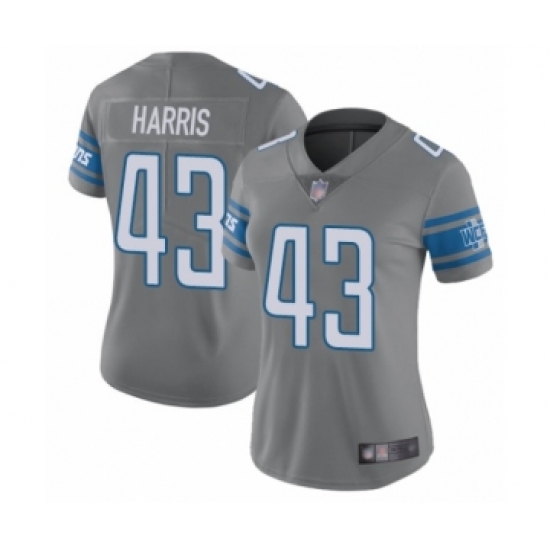 Women's Detroit Lions #43 Will Harris Limited Steel Rush Vapor Untouchable Football Jersey - Ujersey