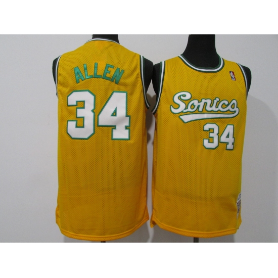 Men's Seattle Supersonics #34 Ray Allen Soul Swingman Yellow Jersey