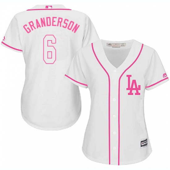 Women's Majestic Los Angeles Dodgers #6 Curtis Granderson Authentic White Fashion Cool Base MLB Jersey - Ujersey