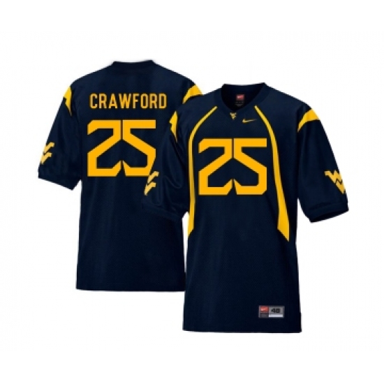 West Virginia Mountaineers 25 Justin Crawford Navy College Football Jersey - Ujersey