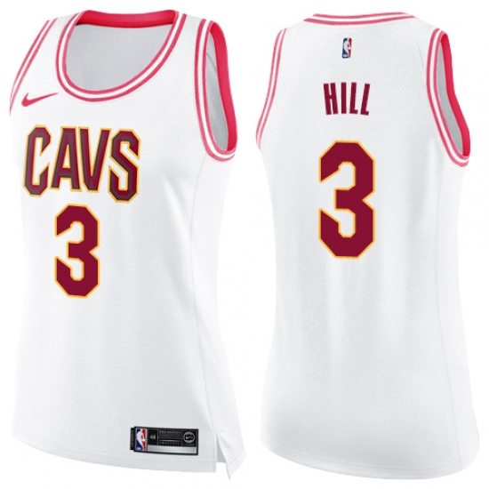 Women's Nike Cleveland Cavaliers #3 George Hill Swingman White/Pink Fashion NBA Jersey