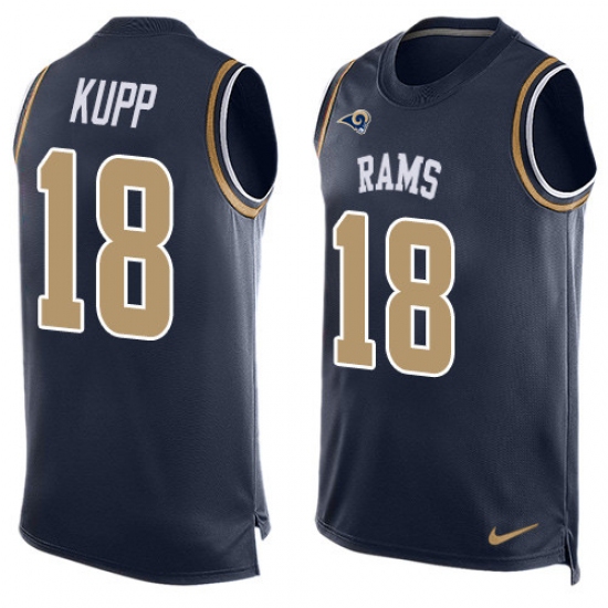 Men's Nike Los Angeles Rams #18 Cooper Kupp Limited Navy Blue Player Name & Number Tank Top NFL Jersey - Ujersey