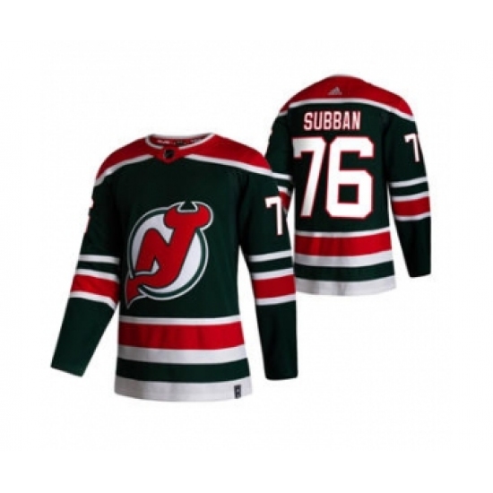 Men's New Jersey Devils #76 P.K. Subban Green 2020-21 Reverse Retro Alternate Hockey Jersey - Ujersey