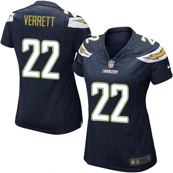 Women's Nike Los Angeles Chargers #22 Jason Verrett Game Navy Blue Team Color NFL Jersey - Ujersey