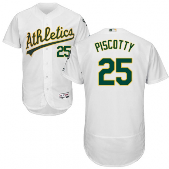 Men's Majestic Oakland Athletics #25 Stephen Piscotty White Home Flex Base Authentic Collection MLB Jersey - Ujersey