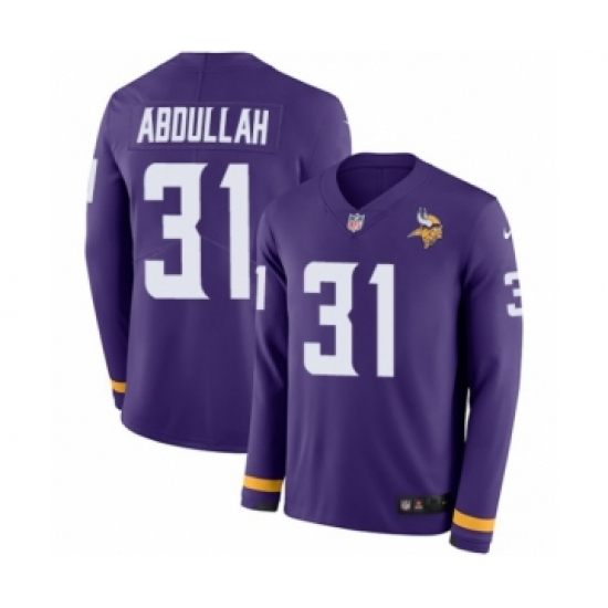 Youth Nike Minnesota Vikings #31 Ameer Abdullah Limited Purple Therma Long Sleeve NFL Jersey - Ujersey