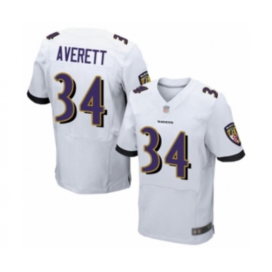 Men's Baltimore Ravens #34 Anthony Averett Elite White Football Jersey - Ujersey