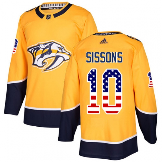 Youth Adidas Nashville Predators #10 Colton Sissons Authentic Gold USA Flag Fashion NHL Jersey - Ujersey