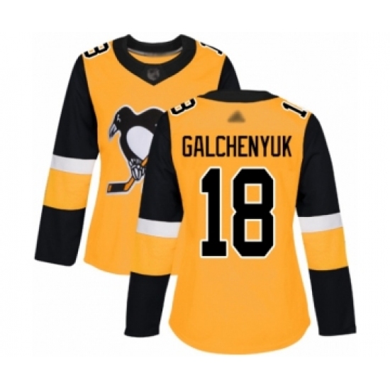 Women's Pittsburgh Penguins #18 Alex Galchenyuk Authentic Gold Alternate Hockey Jersey - Ujersey