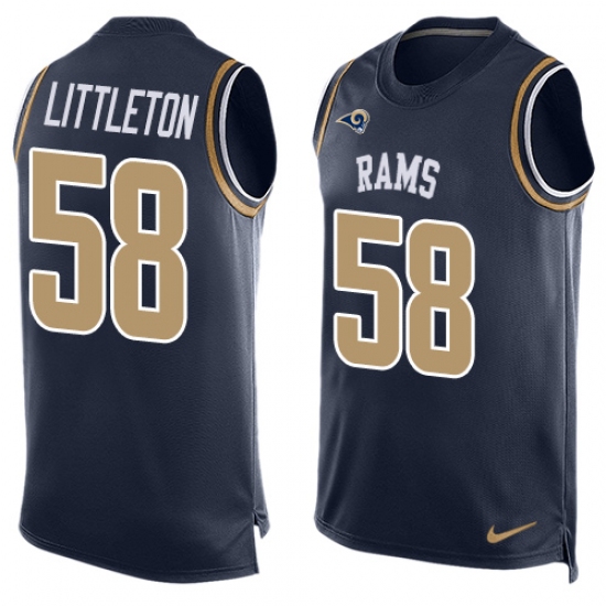 Men's Nike Los Angeles Rams #58 Cory Littleton Limited Navy Blue Player Name & Number Tank Top NFL Jersey - Ujersey