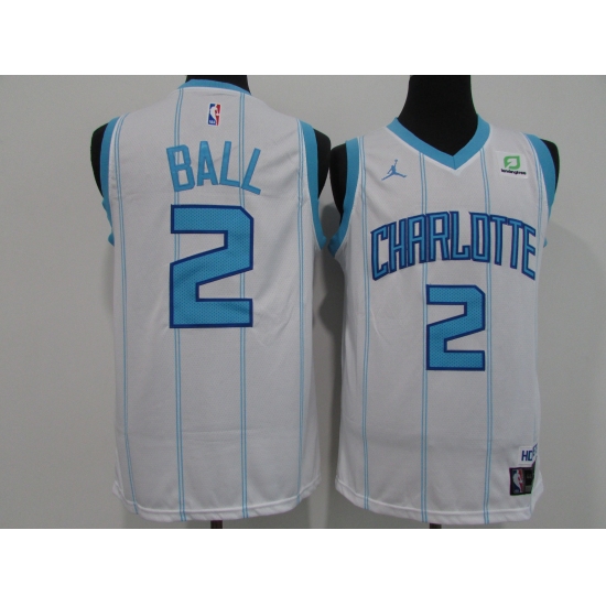 Men's Charlotte Hornets #2 Lamelo Ball White Jordan Brand Teal 2020-21 Swingman Jersey - Ujersey