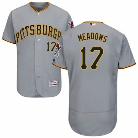 Men's Majestic Pittsburgh Pirates #17 Austin Meadows Grey Road Flex Base Authentic Collection MLB Jersey - Ujersey